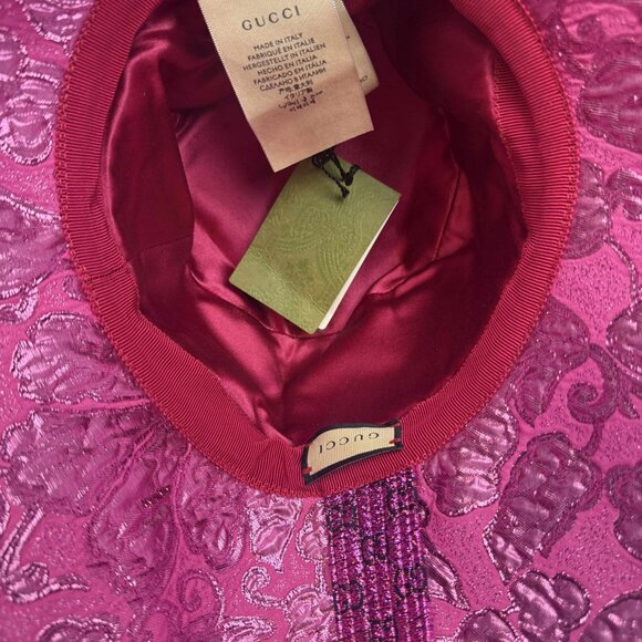 Gucci Women’s GG Monogram Metallic Sun Hat Size Large 58 CM $695 - Picture 6 of 12
